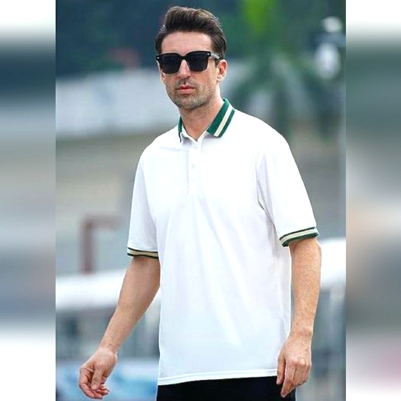 New! Lediney (2XL) Men's Polo Golf Tennis Shirt. Regular Fit. White. - Picture 5 of 10